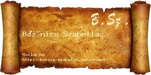 Bénics Szabella névjegykártya